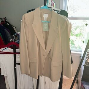 H&M double-breasted blazer in khaki - NWT